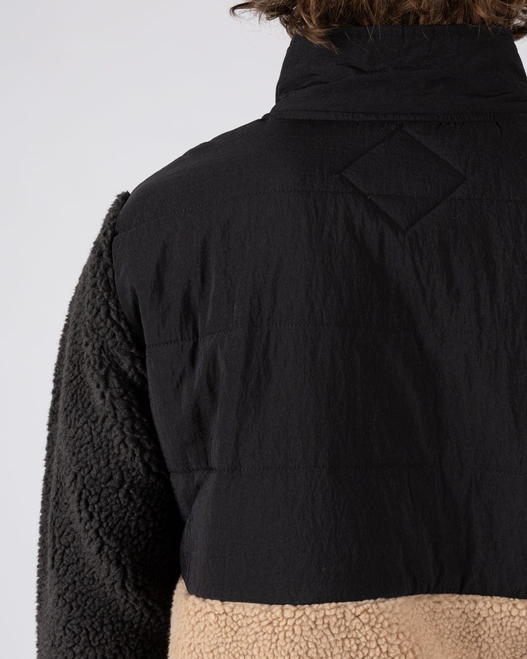Rafe Mens Zip Fleece in Black/Beige