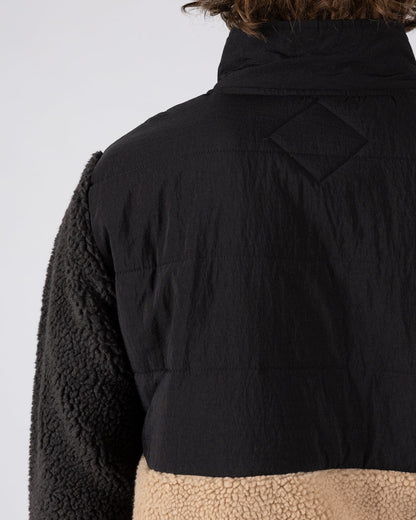 Rafe Mens Zip Fleece in Black/Beige