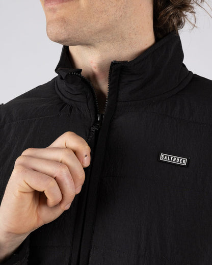 Rafe Mens Zip Fleece in Black/Beige
