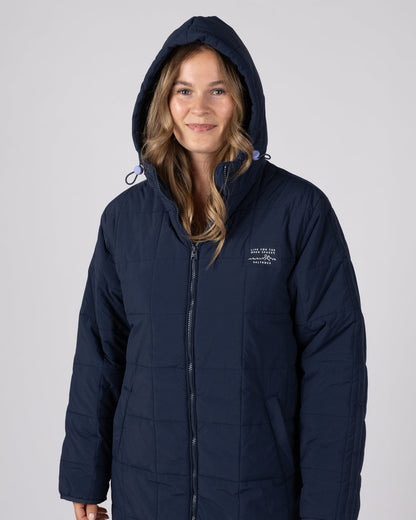 Montana Womens Long Water Resistant Coat in Blue
