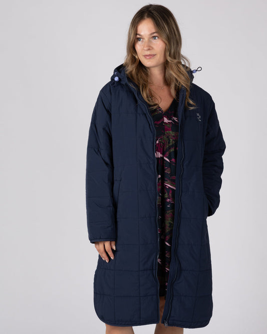 Montana Womens Long Water Resistant Coat in Blue