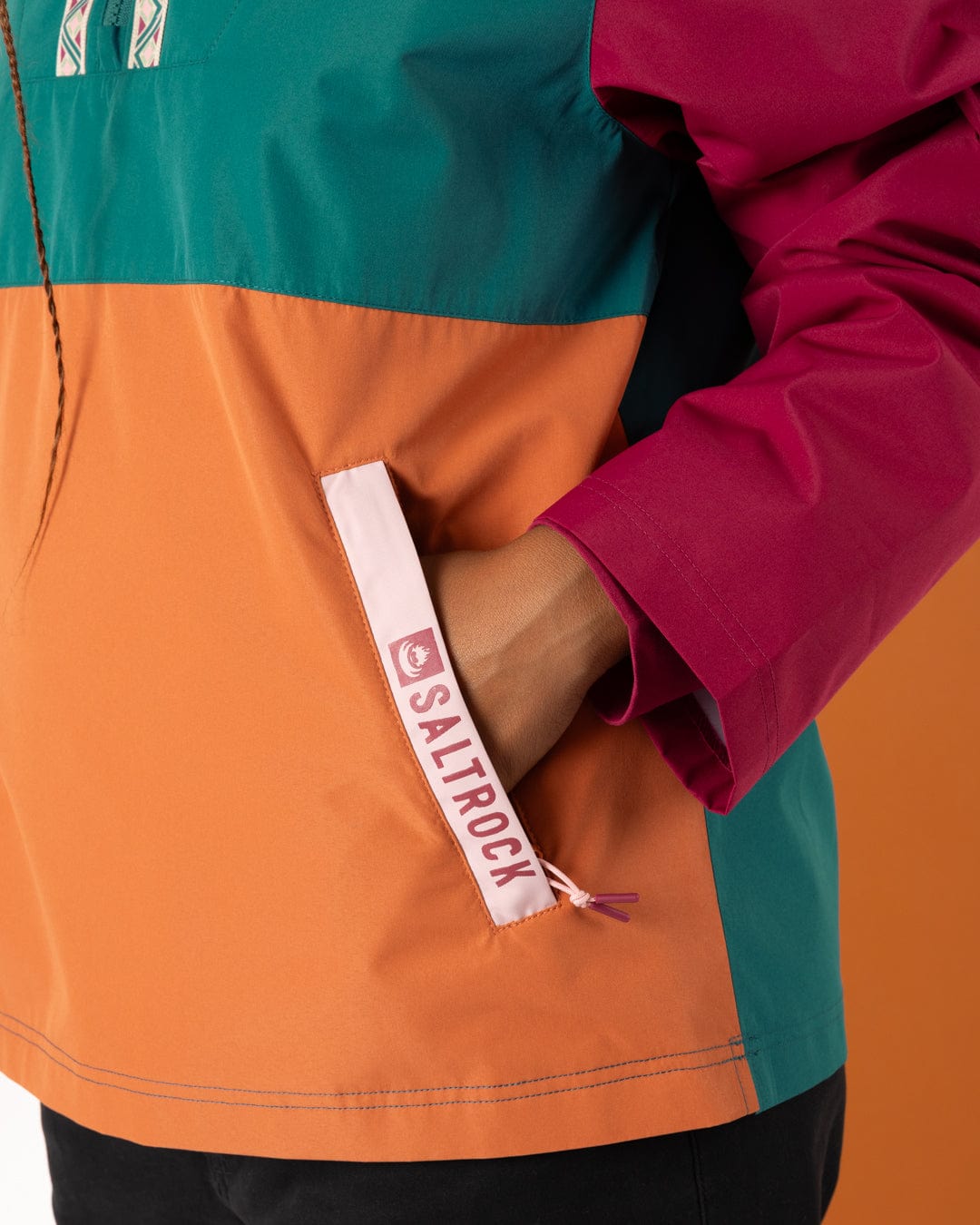 Drea - Womens Water Resistant Colour Block Jacket - Teal