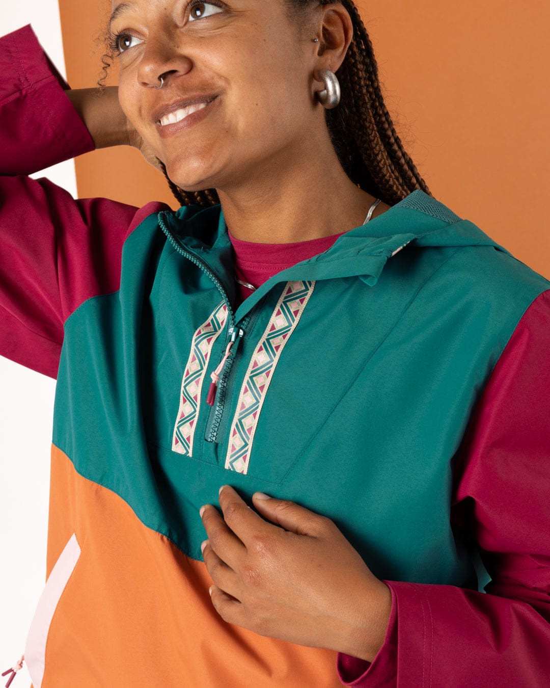 Drea - Womens Water Resistant Colour Block Jacket - Teal