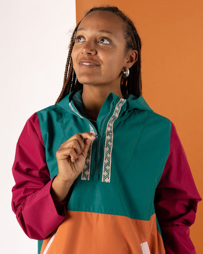 Drea - Womens Water Resistant Colour Block Jacket - Teal