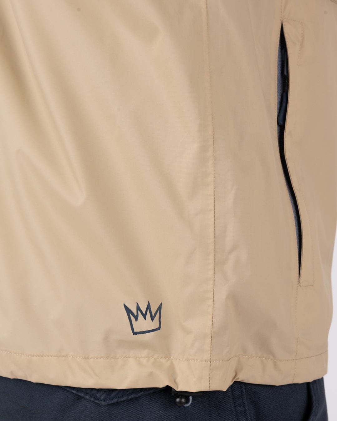 Rainer Tribal Mens Waterproof Packable Rain Jacket in Blue/Beige