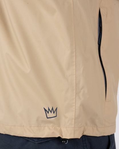 Rainer Tribal Mens Waterproof Packable Rain Jacket in Blue/Beige