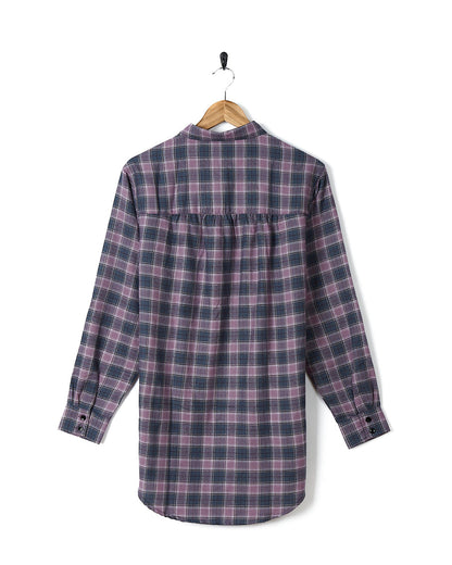 Kizzie - Womens Check Boyfriend Shirt - Purple