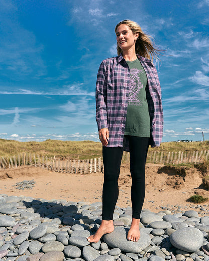 Kizzie - Womens Check Boyfriend Shirt - Purple