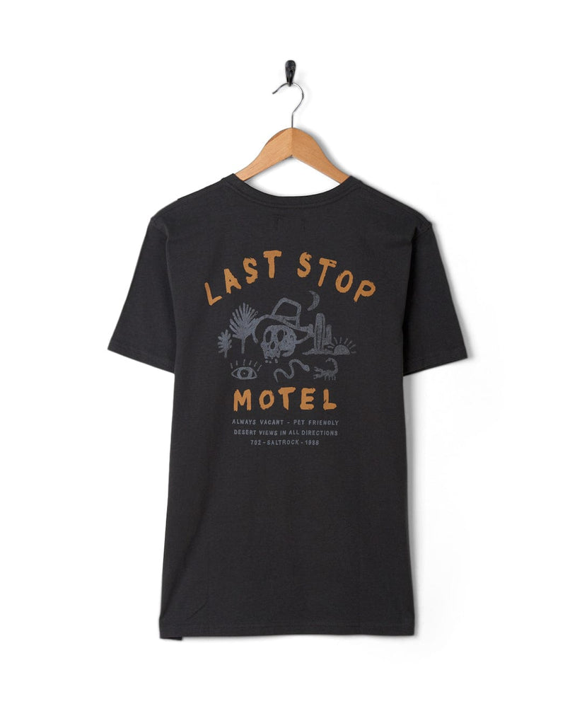 Last Stop Motel - Mens Short Sleeve T-Shirt - Dark Grey