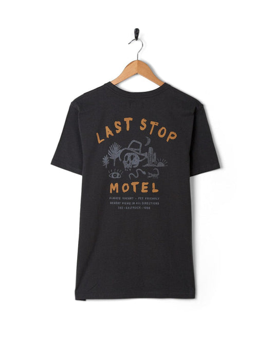 Last Stop Motel - Mens Short Sleeve T-Shirt - Dark Grey