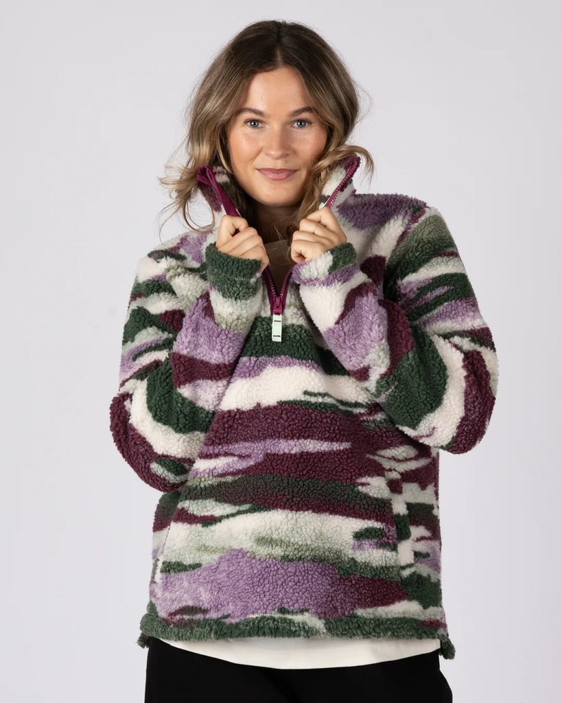 Cloudline Womens 1/4 Neck Fleece in Purple