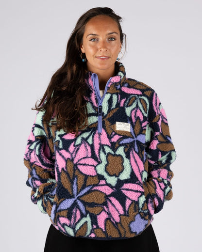 Fleur Womens 1/4 Neck Fleece In Pink
