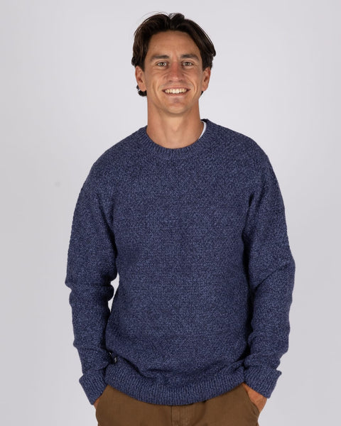 Bury Knitted Mens Jumper in Dark Blue