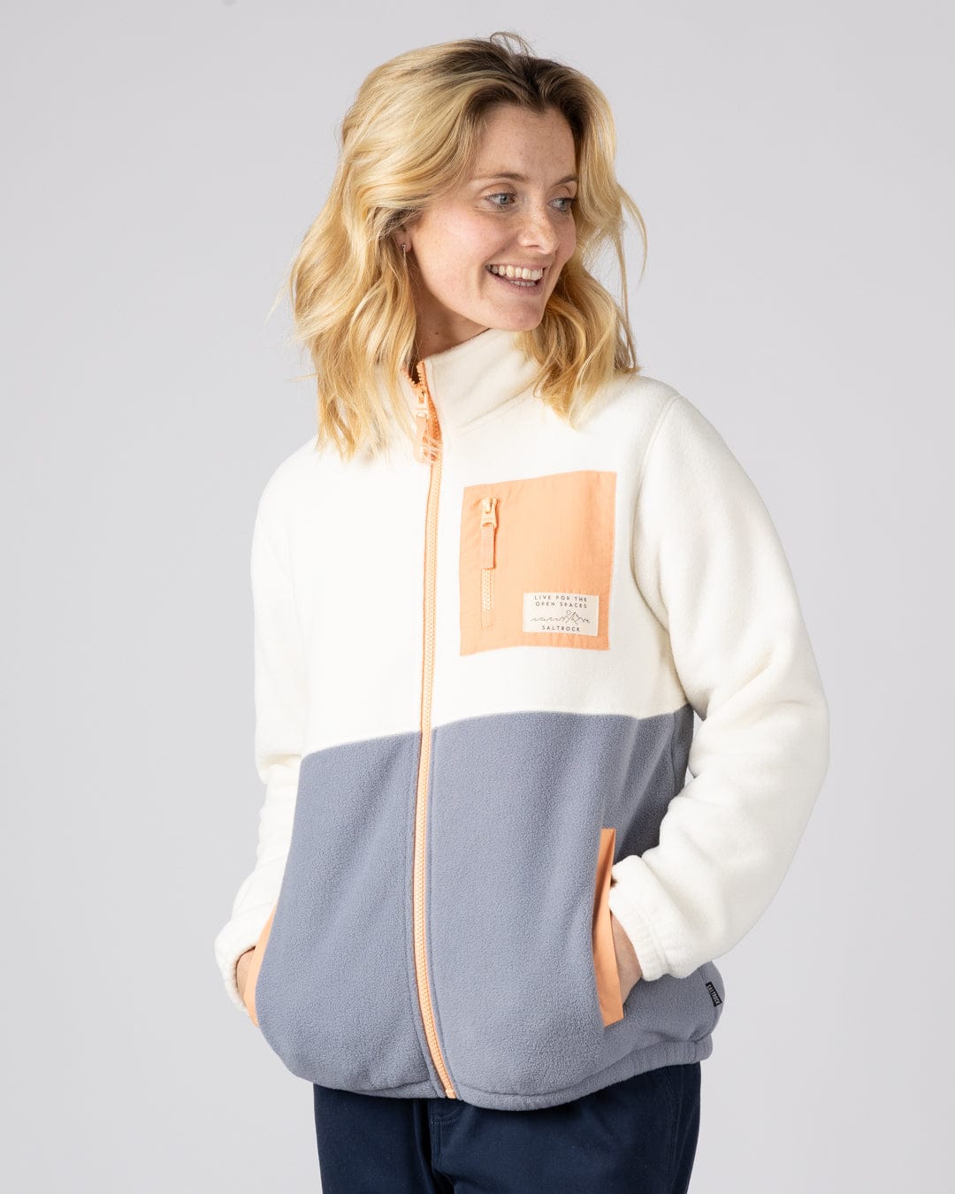 Denya Womens Zip Fleece in Cream