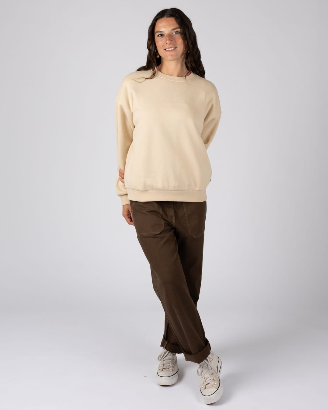 Perfect Set Womens Oversized Sweatshirt In Cream