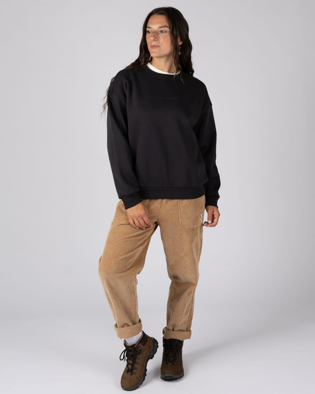 Perfect Set Womens Oversized Sweatshirt In Black