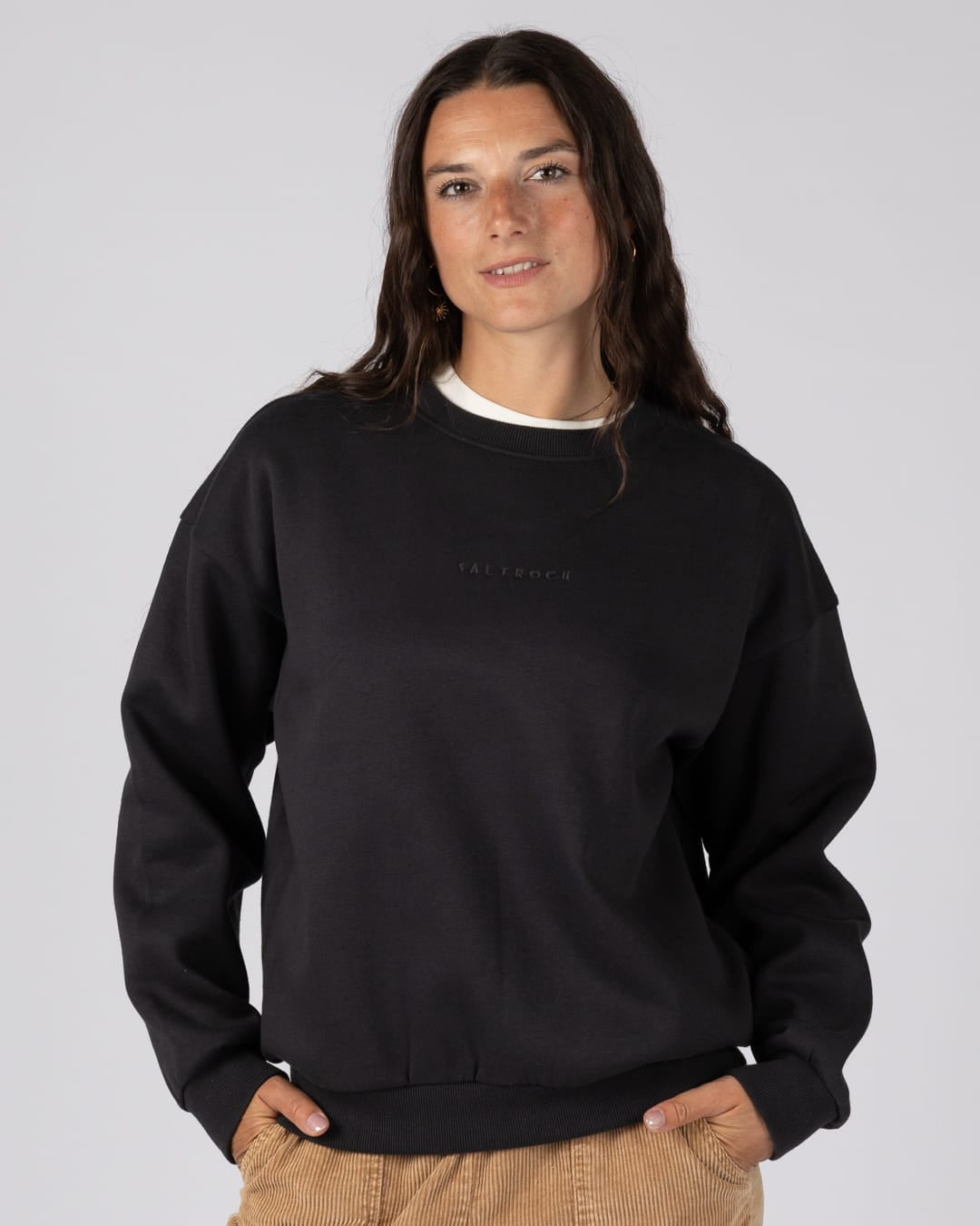 Perfect Set Womens Oversized Sweatshirt In Black