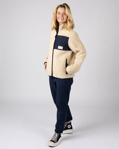 Wrenna Womens Zip Through Fleece in Cream