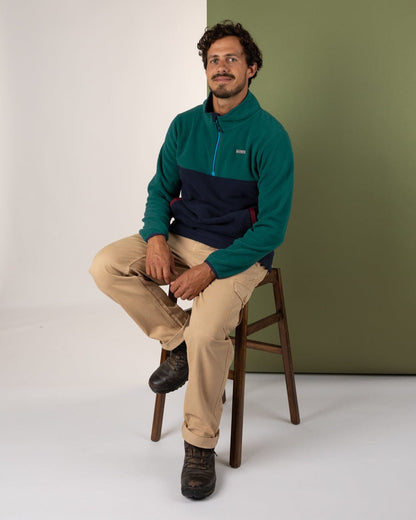Theo Block - Mens Fleece - 1/4 Neck - Green/Blue