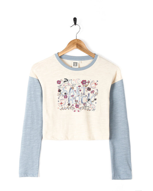 Meadow - Kids Long Sleeve Cropped T-Shirt - Cream