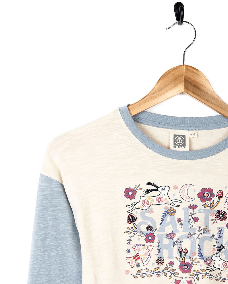 Meadow - Kids Long Sleeve Cropped T-Shirt - Cream