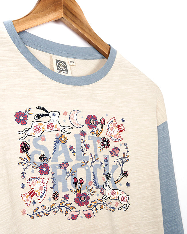 Meadow - Kids Long Sleeve Cropped T-Shirt - Cream