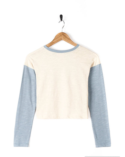 Meadow - Kids Long Sleeve Cropped T-Shirt - Cream