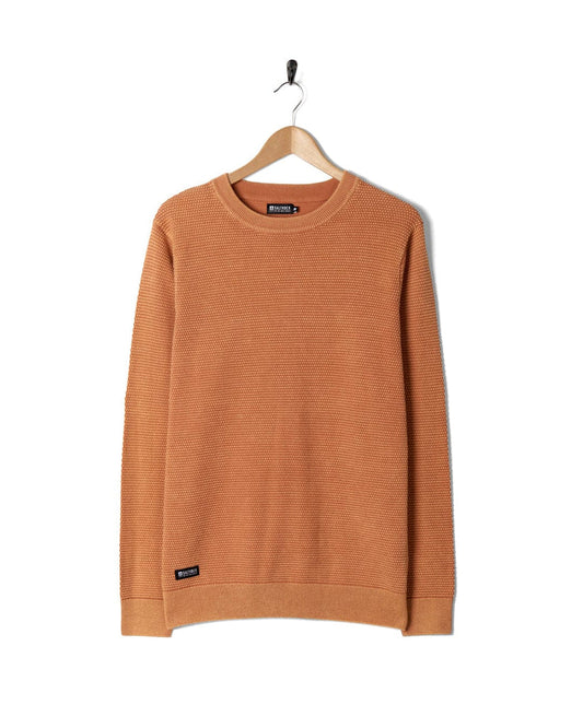 Moss - Mens Washed Knitted Crew - Brown