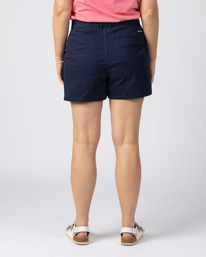Cara Womens Mid Rise Chino Shorts in Blue
