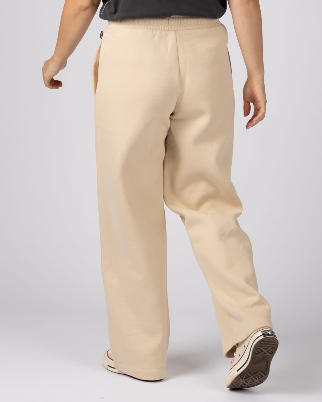 Perfect Set Womens Wide Leg Joggers in Cream