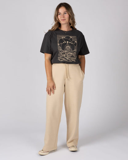 Perfect Set Womens Wide Leg Joggers in Cream