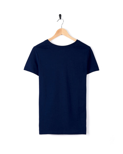 Retro Ribbon - Womens Short Sleeve T-Shirt - Dark Blue