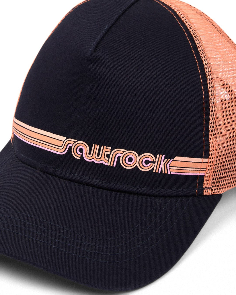 Retro Stripe Trucker Cap - Navy