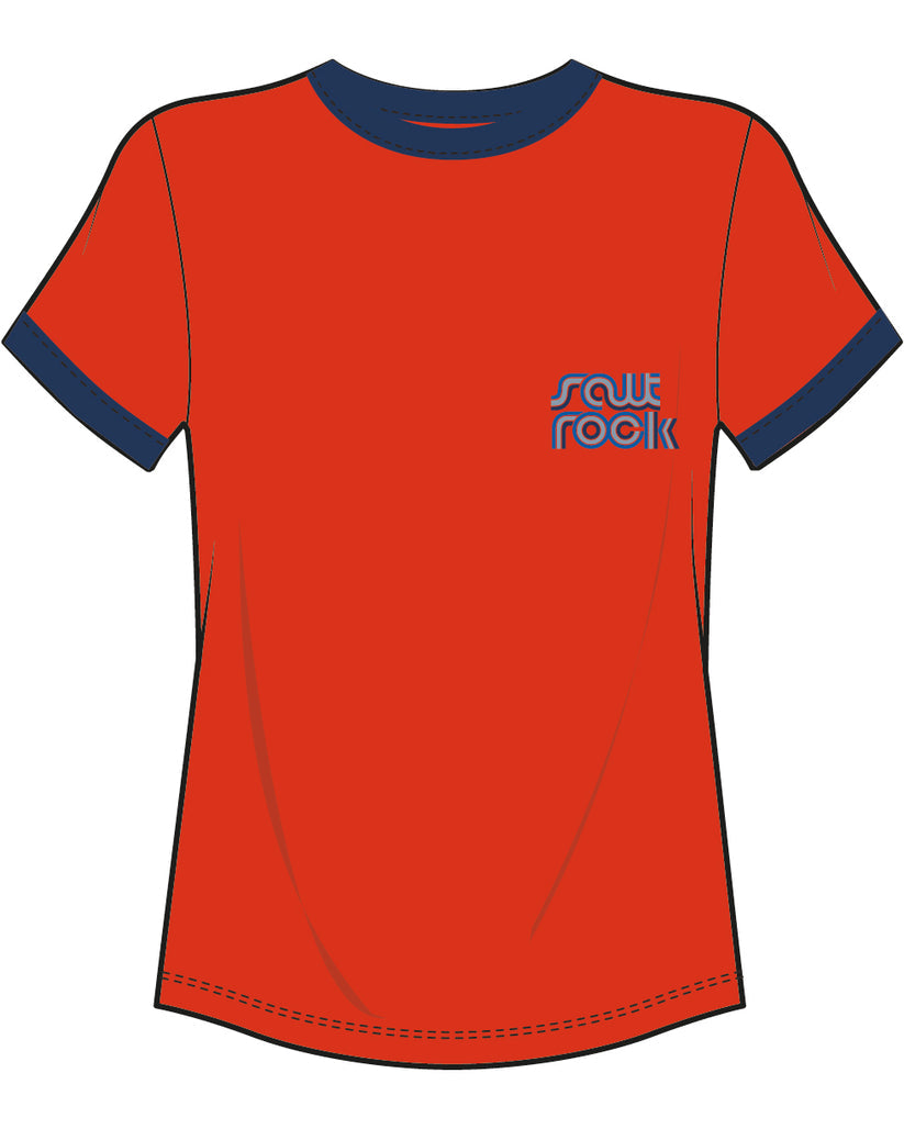 Retro Wave Mini - Womens Short Sleeve T-Shirt - Red