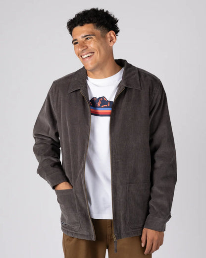 Xander Mens Corduroy Shacket In Dark Grey