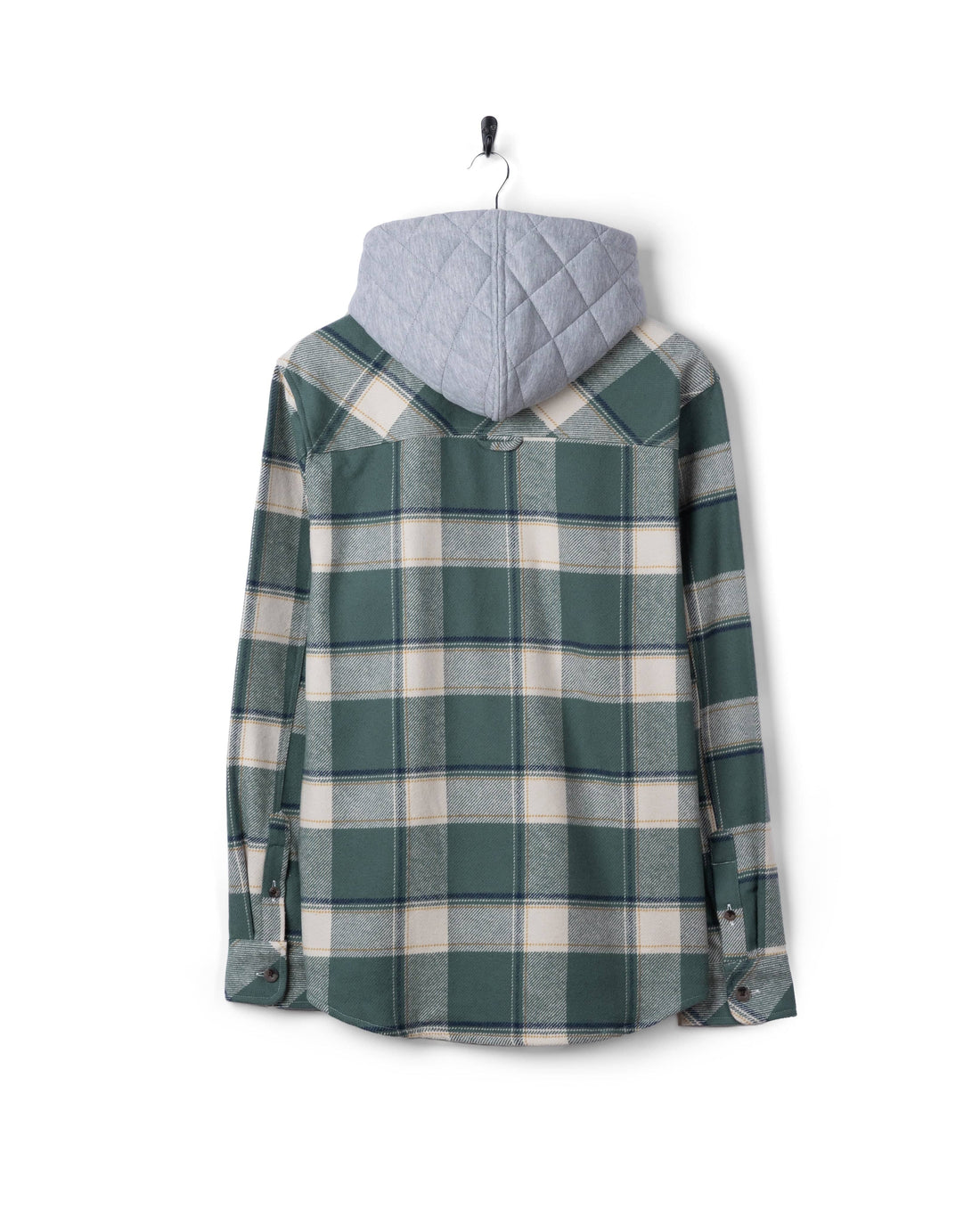 Strait Mens Hooded Flannel Shirt in Green