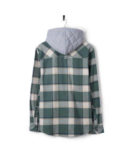 Strait Mens Hooded Flannel Shirt in Green