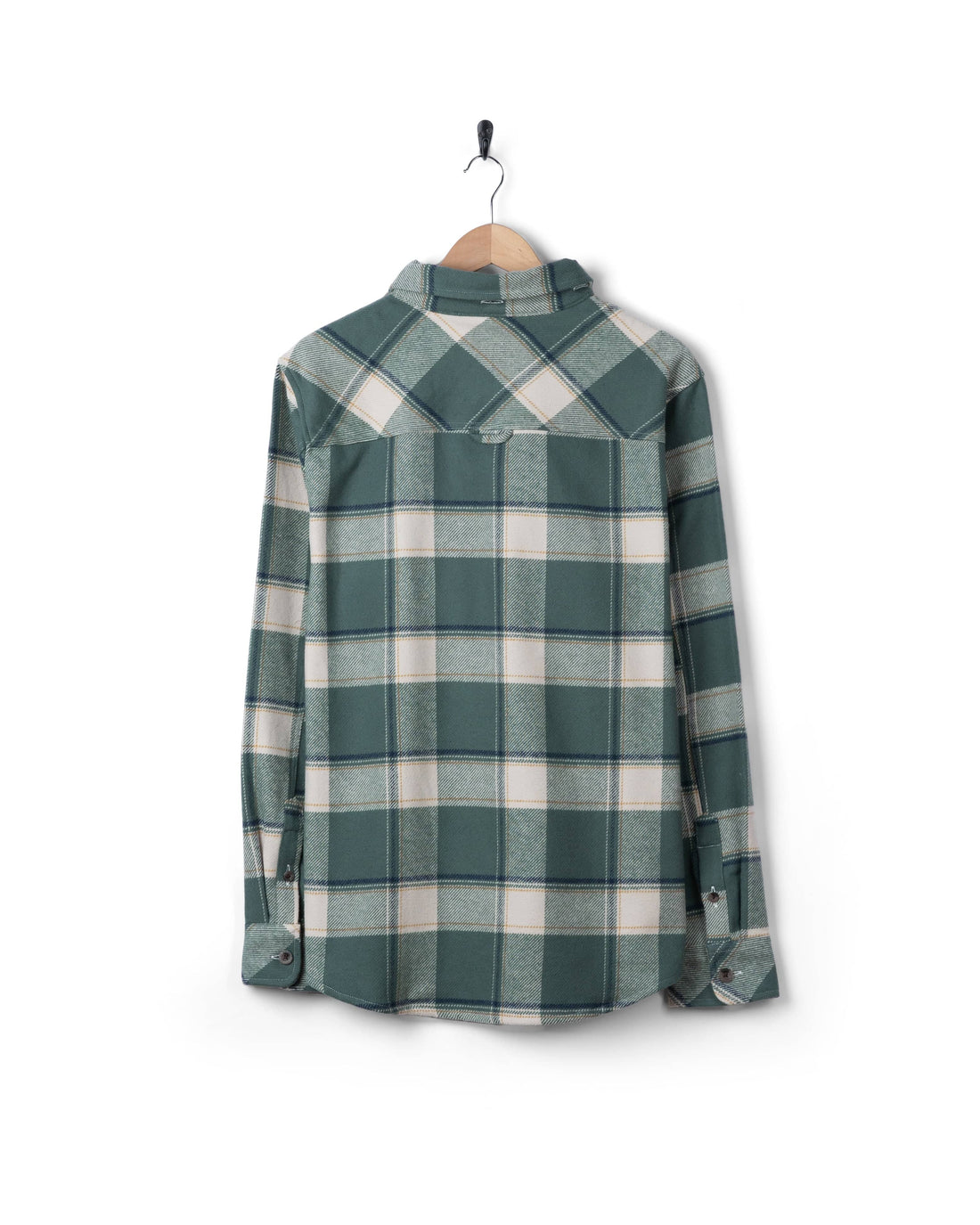 Strait Mens Hooded Flannel Shirt in Green