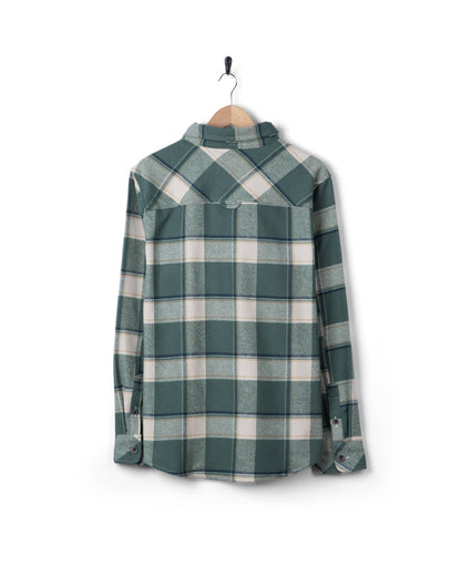 Strait Mens Hooded Flannel Shirt in Green