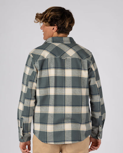Strait Mens Hooded Flannel Shirt in Green