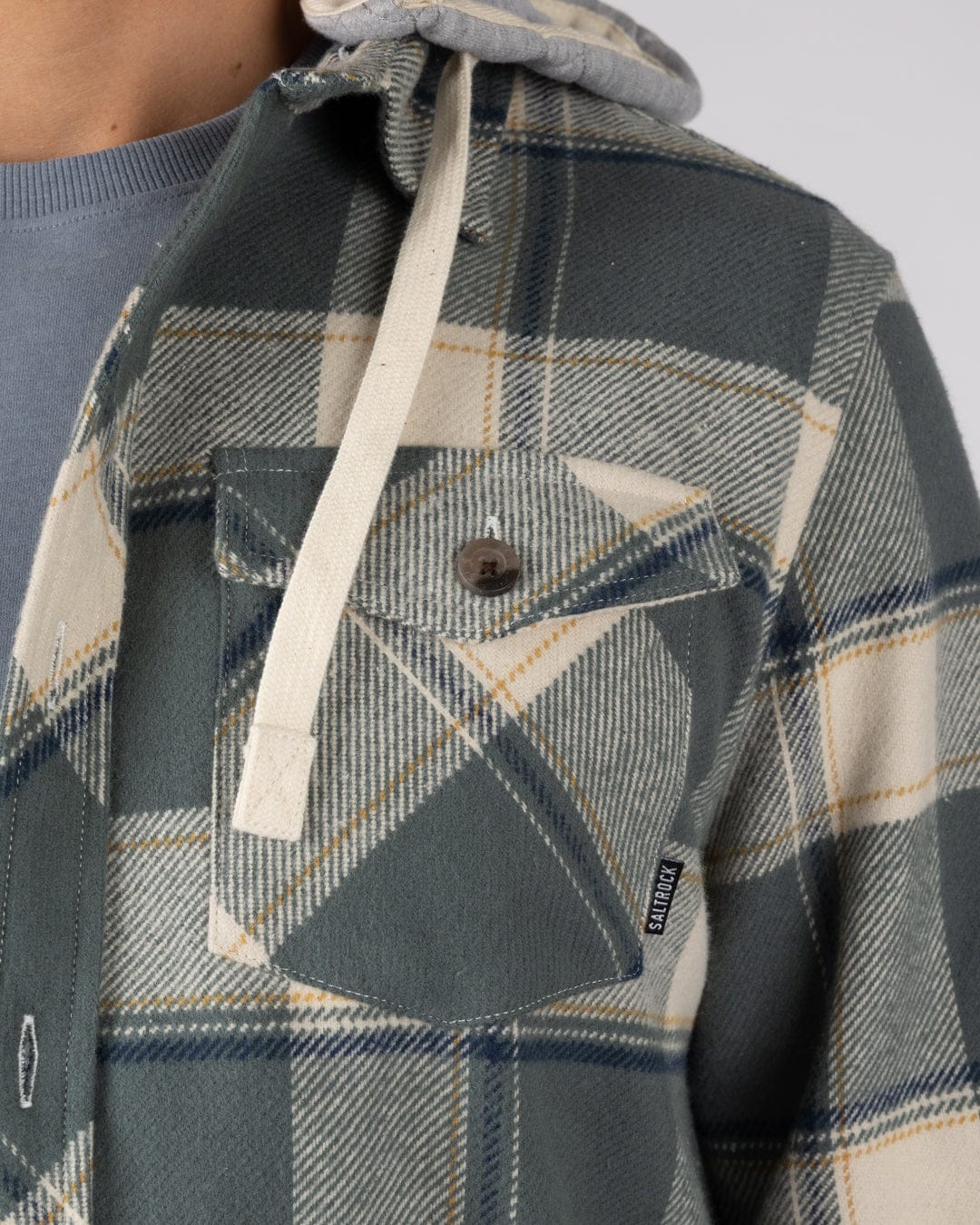 Strait Mens Hooded Flannel Shirt in Green