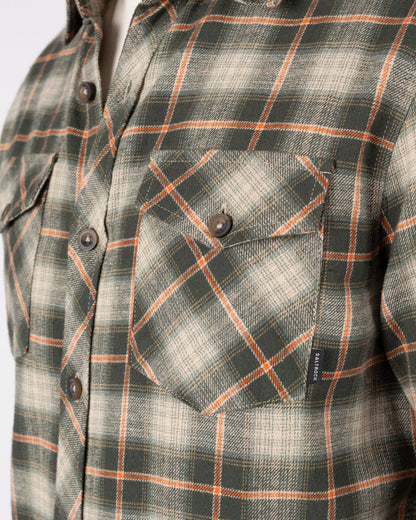 Miles Mens Flannel Shirt in Green Check
