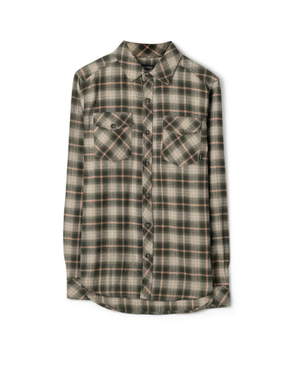 Miles Mens Flannel Shirt in Green Check