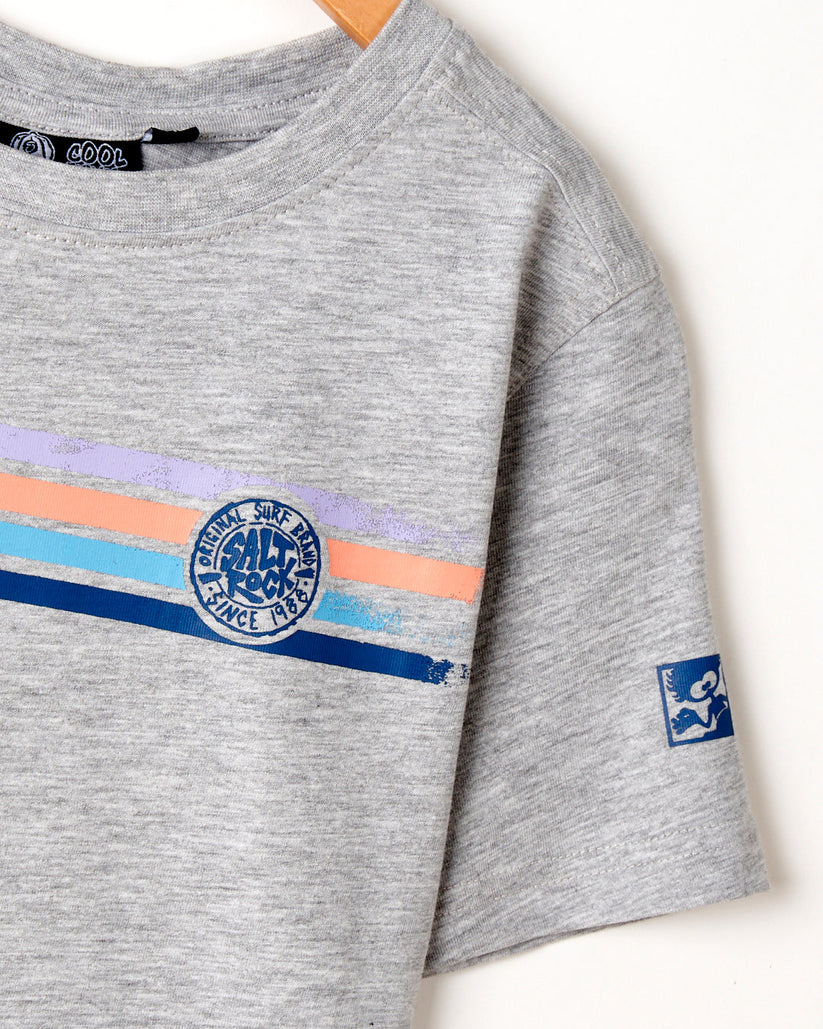 Spray Stripe - Kids Short Sleeve T-Shirt - Grey Marl