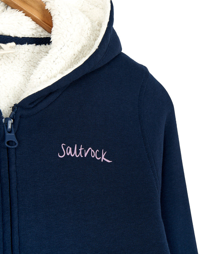 Sup Girl - Kids Borg Lined Zip Hoodie - Dark Blue