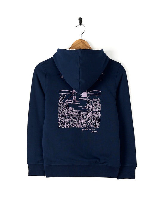 Sup Girl - Kids Borg Lined Zip Hoodie - Dark Blue