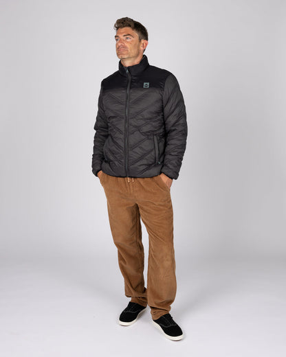 Racer Mens Water Resistant Padded Jacket in Black
