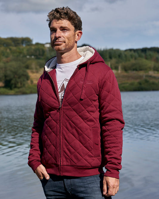 Tarka - Mens Quilted Borg Lined Hoody - Red