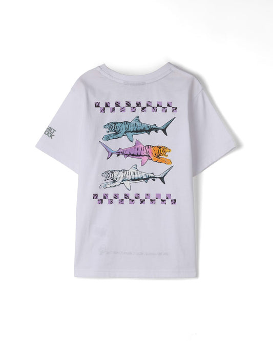 Tiger Trio Kids Classic Short Sleeve T-Shirt In White Tiger Trio