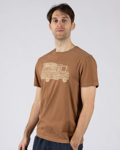 Trail Bus Mens Short Sleeve T-Shirt in Brown